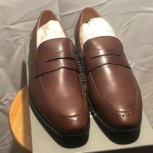 Neiman Marcus Tobacco brown Leather Slip-On Loafers